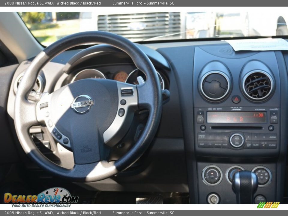 2008 Nissan Rogue SL AWD Wicked Black / Black/Red Photo #12