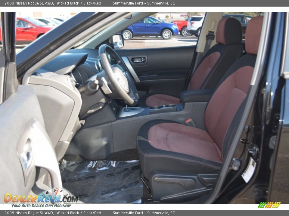 2008 Nissan Rogue SL AWD Wicked Black / Black/Red Photo #15