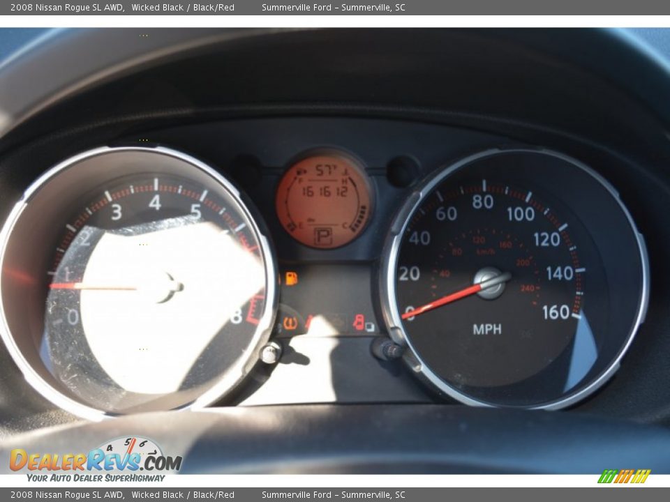 2008 Nissan Rogue SL AWD Wicked Black / Black/Red Photo #18