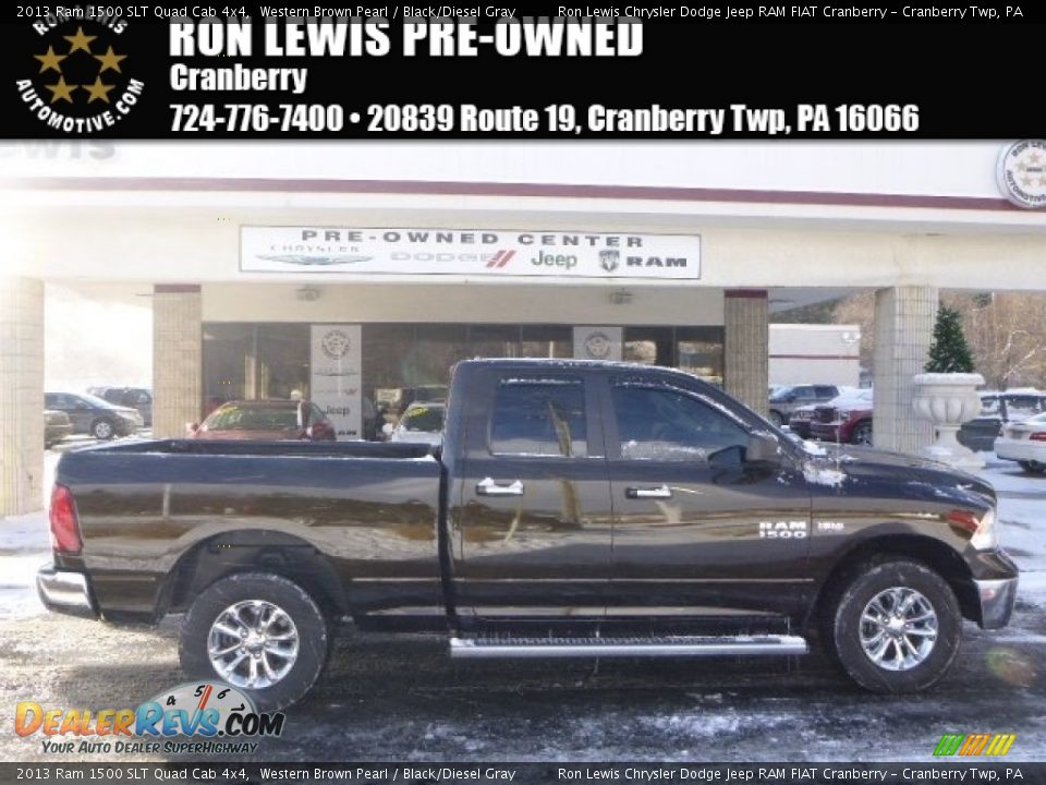 2013 Ram 1500 SLT Quad Cab 4x4 Western Brown Pearl / Black/Diesel Gray Photo #1