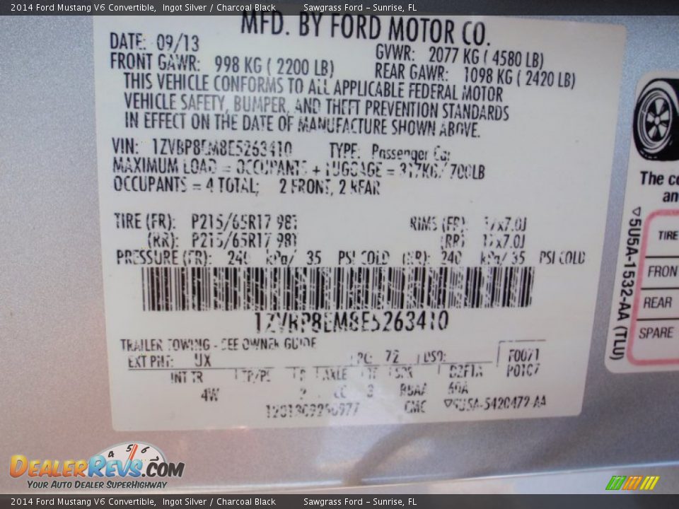 2014 Ford Mustang V6 Convertible Ingot Silver / Charcoal Black Photo #31