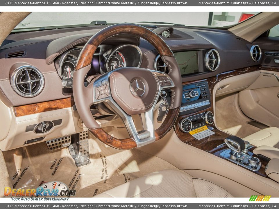 Ginger Beige/Espresso Brown Interior - 2015 Mercedes-Benz SL 63 AMG Roadster Photo #5