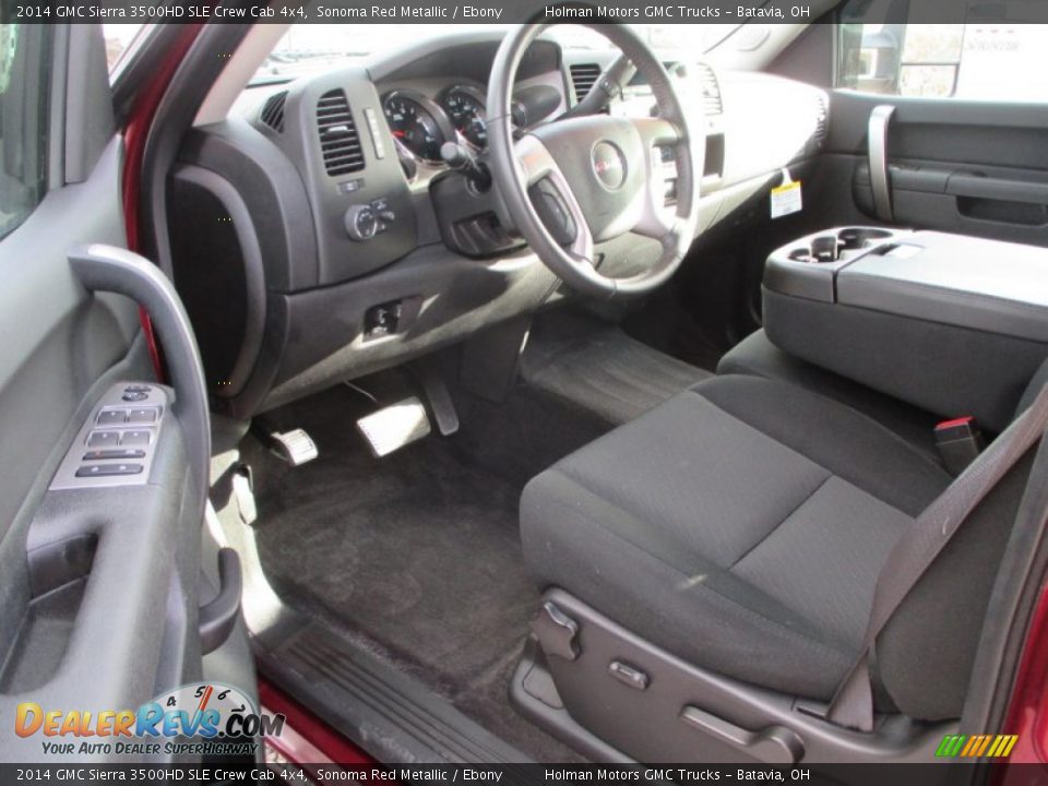 Ebony Interior - 2014 GMC Sierra 3500HD SLE Crew Cab 4x4 Photo #7