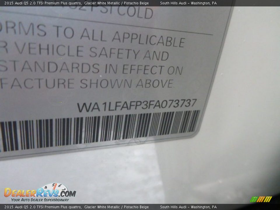 2015 Audi Q5 2.0 TFSI Premium Plus quattro Glacier White Metallic / Pistachio Beige Photo #12