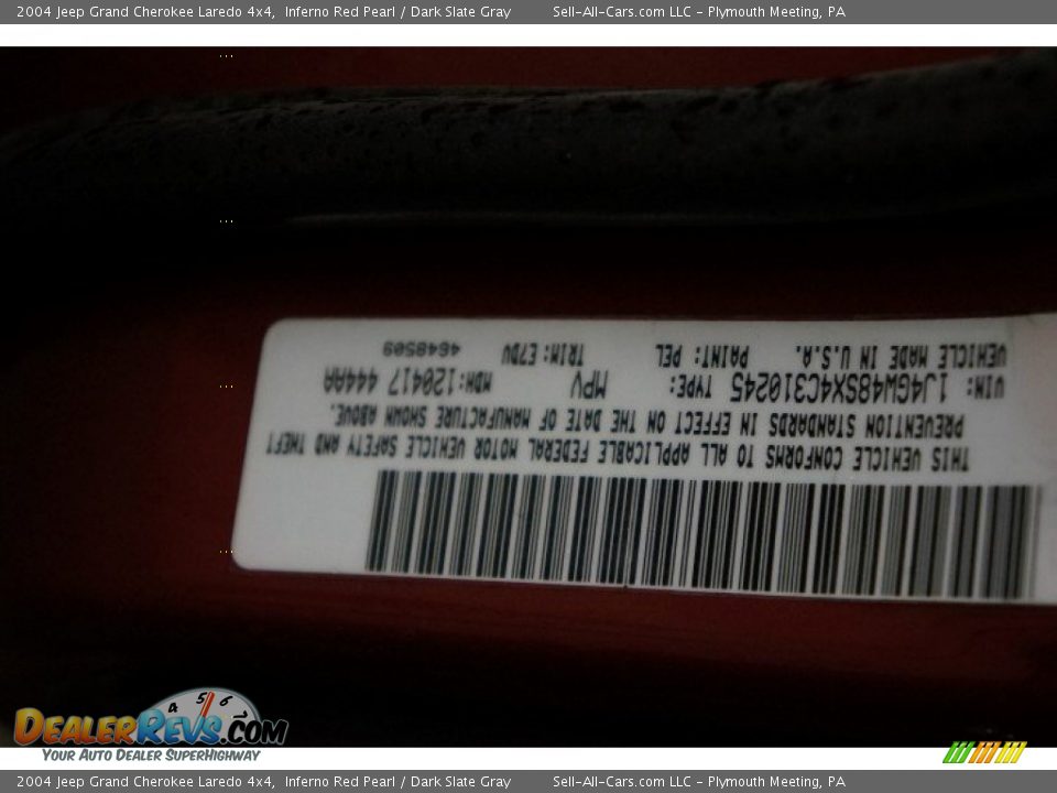 2004 Jeep Grand Cherokee Laredo 4x4 Inferno Red Pearl / Dark Slate Gray Photo #14