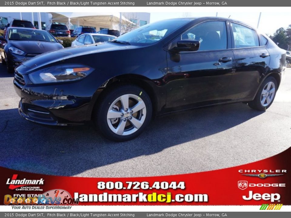 2015 Dodge Dart SXT Pitch Black / Black/Light Tungsten Accent Stitching Photo #1