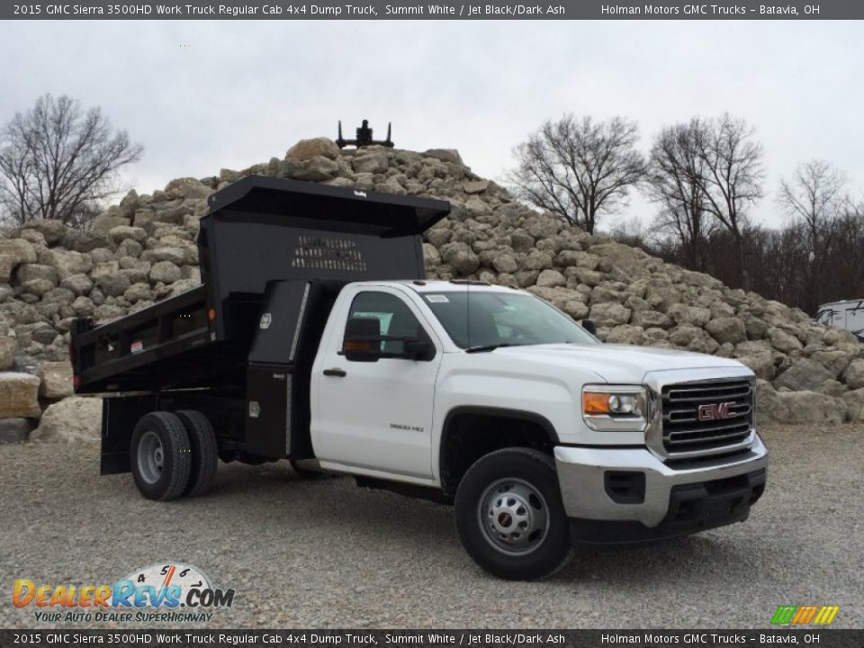 2015 GMC Sierra 3500HD Work Truck Regular Cab 4x4 Dump Truck Summit White / Jet Black/Dark Ash Photo #1