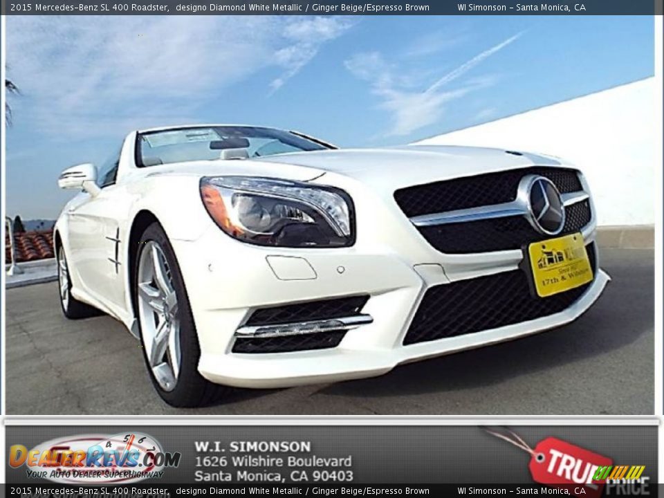 2015 Mercedes-Benz SL 400 Roadster designo Diamond White Metallic / Ginger Beige/Espresso Brown Photo #1