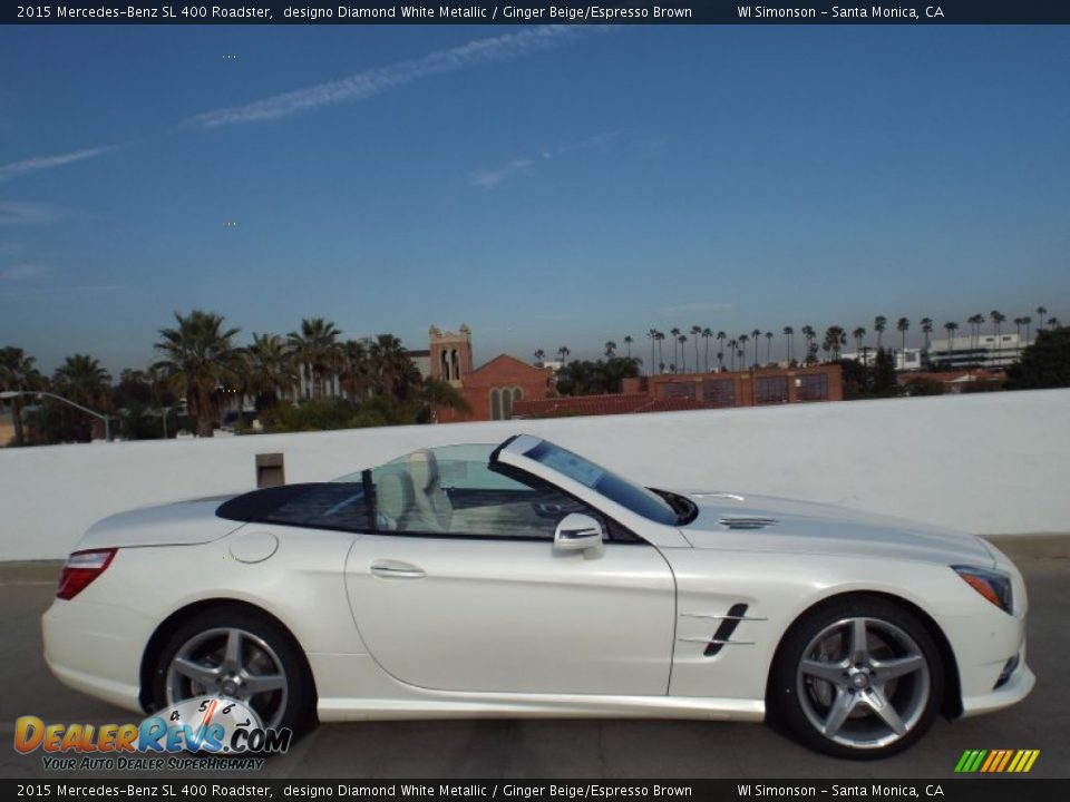 2015 Mercedes-Benz SL 400 Roadster designo Diamond White Metallic / Ginger Beige/Espresso Brown Photo #3
