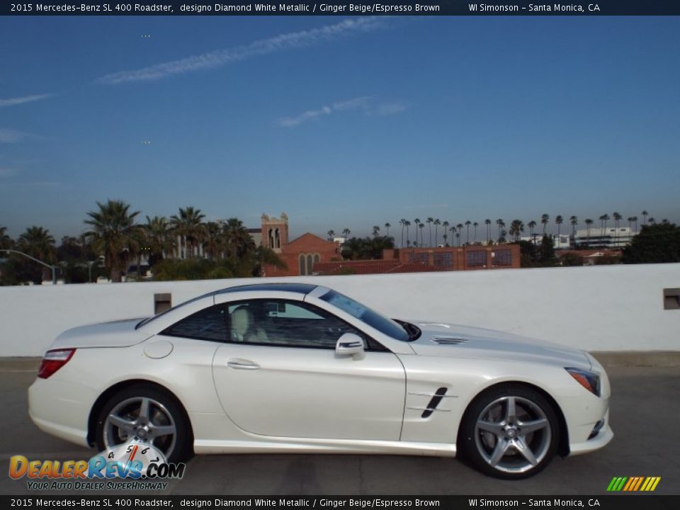 2015 Mercedes-Benz SL 400 Roadster designo Diamond White Metallic / Ginger Beige/Espresso Brown Photo #7