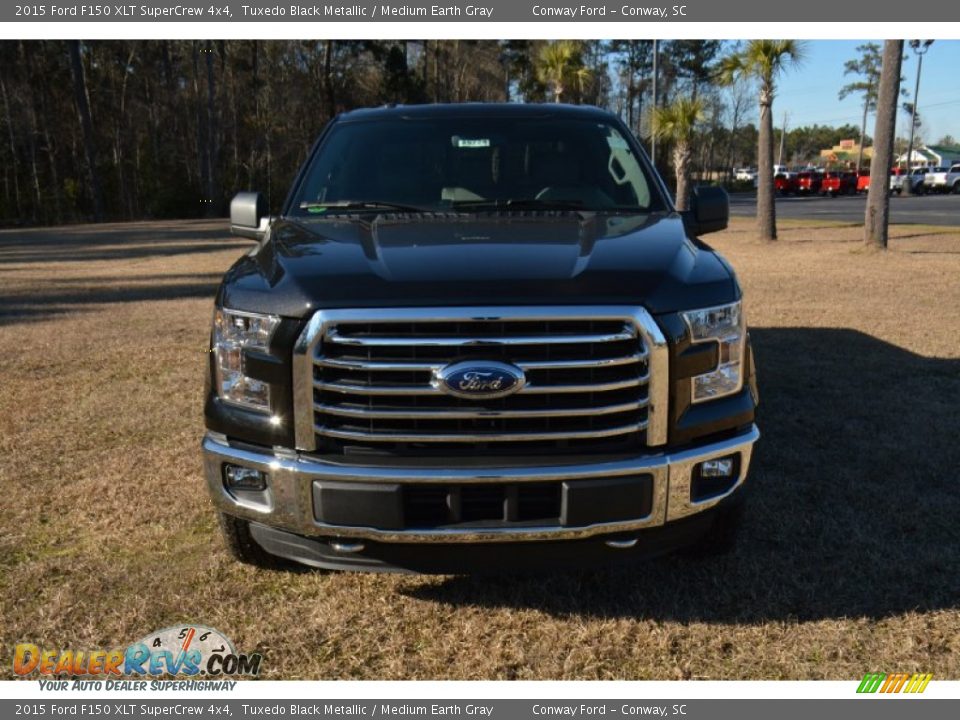 2015 Ford F150 XLT SuperCrew 4x4 Tuxedo Black Metallic / Medium Earth Gray Photo #2