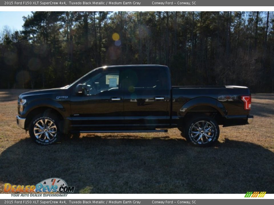 2015 Ford F150 XLT SuperCrew 4x4 Tuxedo Black Metallic / Medium Earth Gray Photo #9