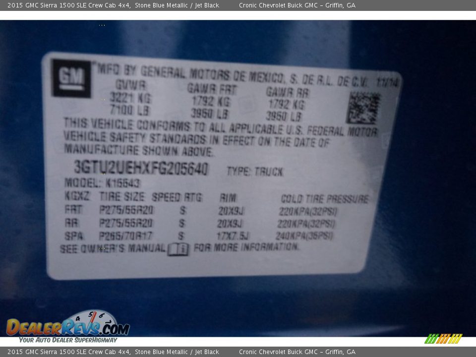 2015 GMC Sierra 1500 SLE Crew Cab 4x4 Stone Blue Metallic / Jet Black Photo #16