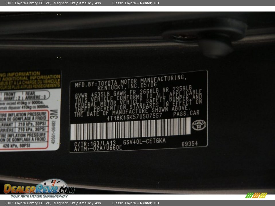 2007 Toyota Camry XLE V6 Magnetic Gray Metallic / Ash Photo #16