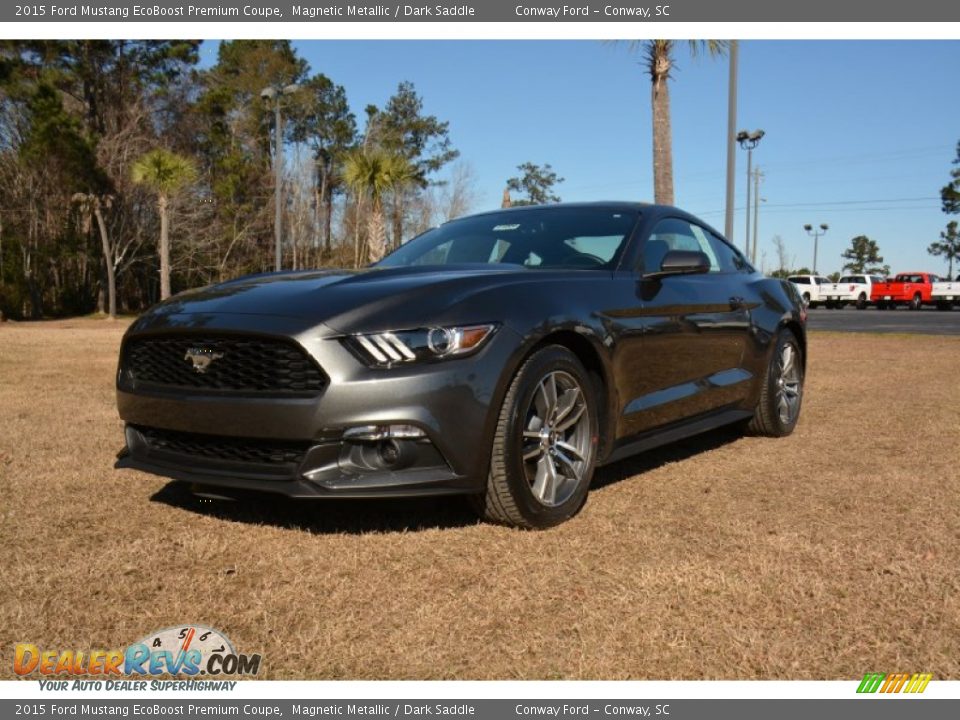 2015 Ford Mustang EcoBoost Premium Coupe Magnetic Metallic / Dark Saddle Photo #1
