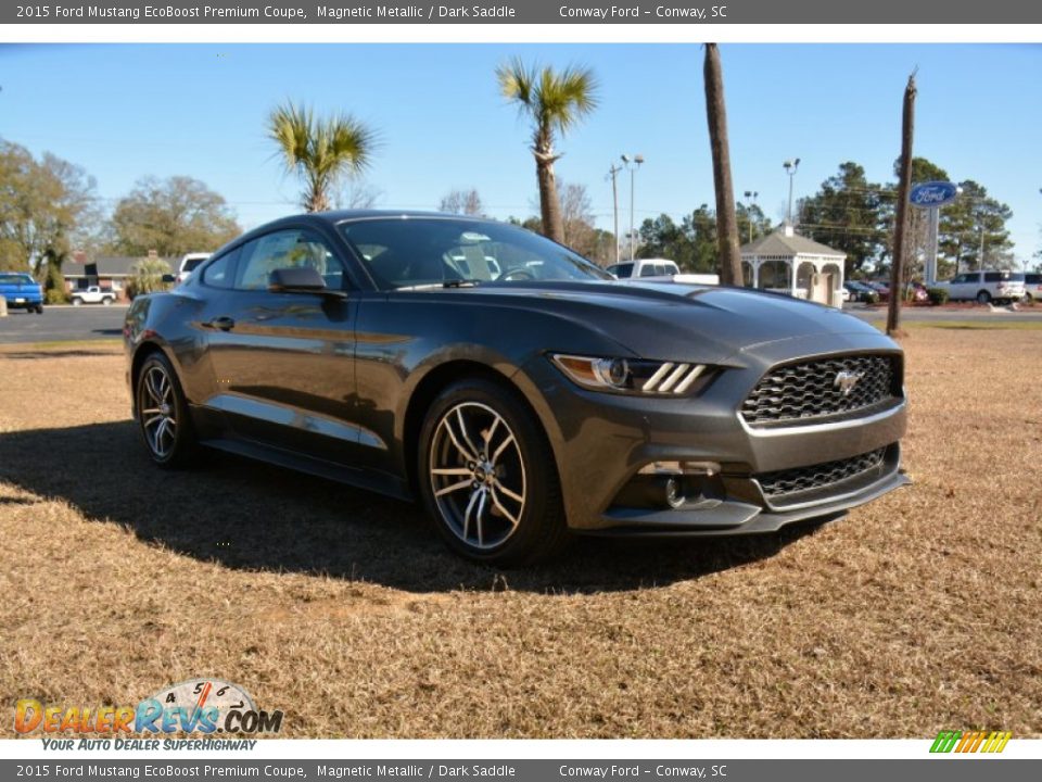 2015 Ford Mustang EcoBoost Premium Coupe Magnetic Metallic / Dark Saddle Photo #3