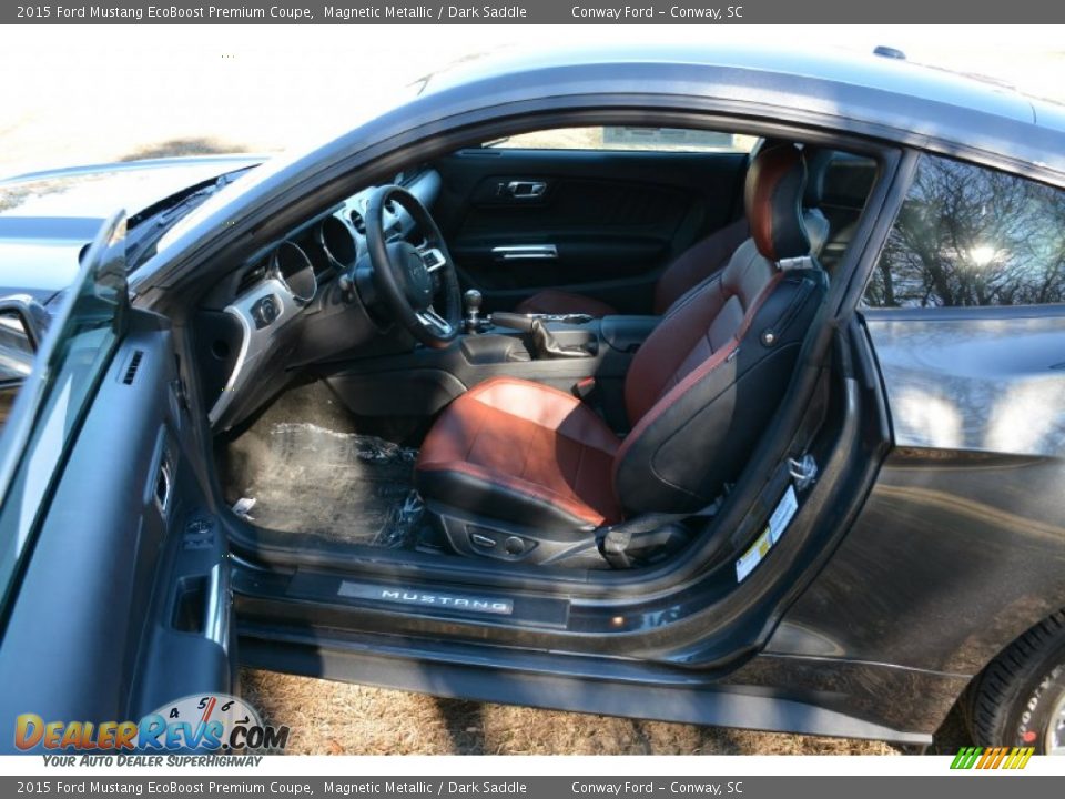 2015 Ford Mustang EcoBoost Premium Coupe Magnetic Metallic / Dark Saddle Photo #10