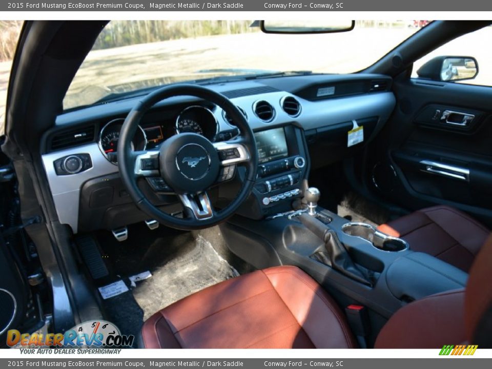 2015 Ford Mustang EcoBoost Premium Coupe Magnetic Metallic / Dark Saddle Photo #12