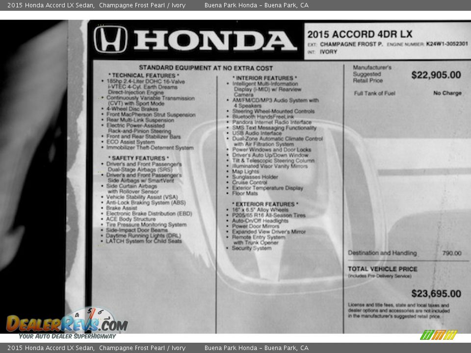 2015 Honda Accord LX Sedan Window Sticker Photo #18