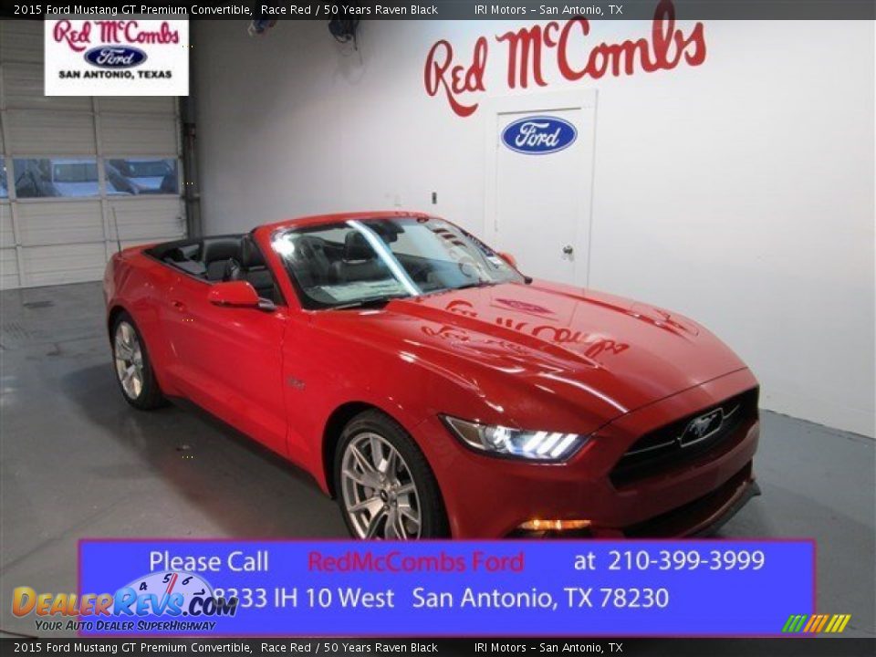 2015 Ford Mustang GT Premium Convertible Race Red / 50 Years Raven Black Photo #1