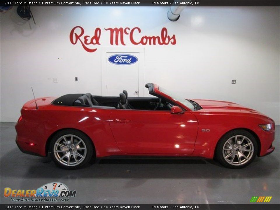 2015 Ford Mustang GT Premium Convertible Race Red / 50 Years Raven Black Photo #8