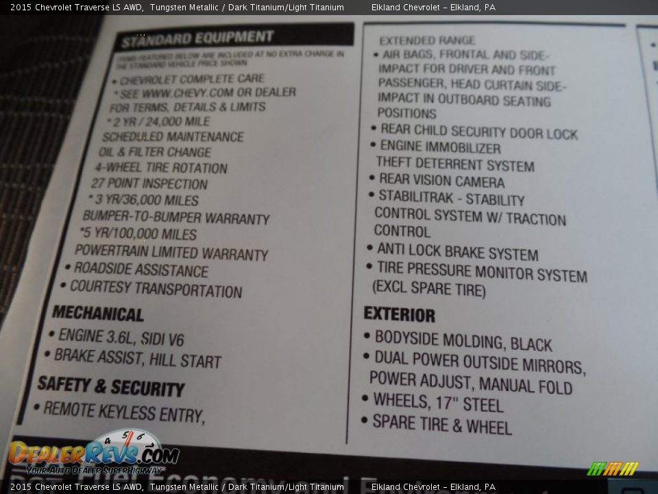 2015 Chevrolet Traverse LS AWD Tungsten Metallic / Dark Titanium/Light Titanium Photo #12