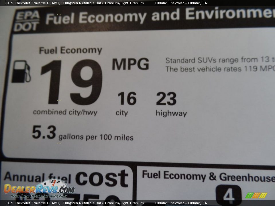 2015 Chevrolet Traverse LS AWD Tungsten Metallic / Dark Titanium/Light Titanium Photo #15