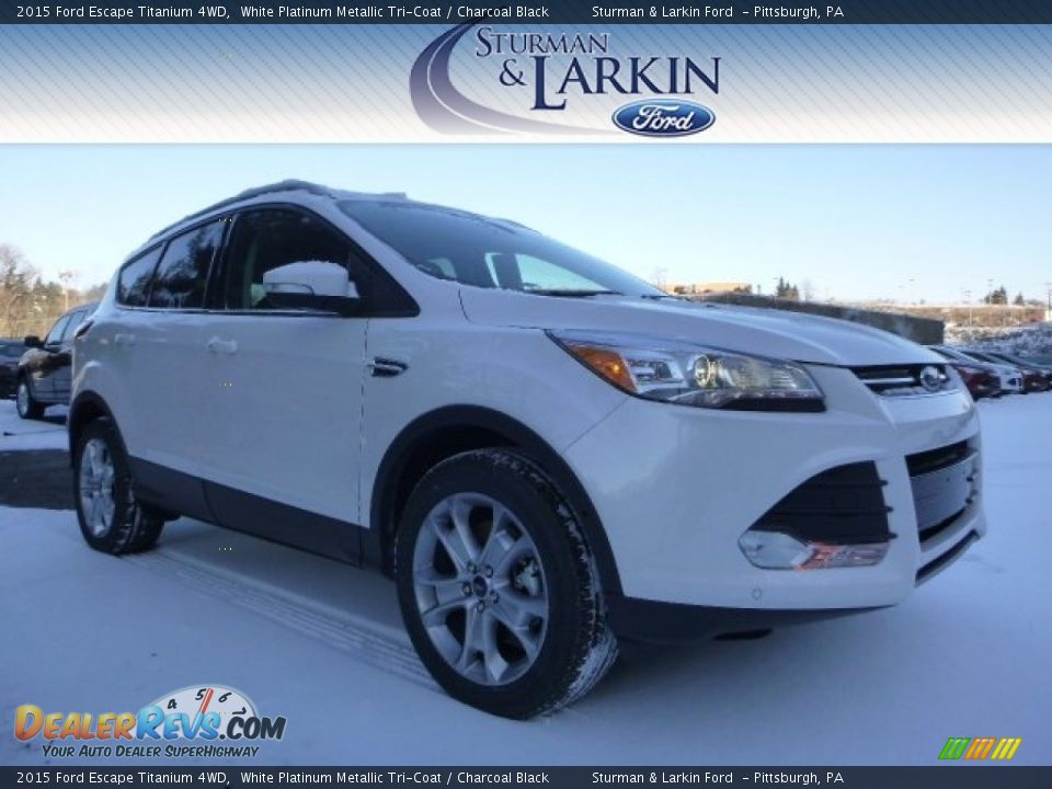 2015 Ford Escape Titanium 4WD White Platinum Metallic Tri-Coat / Charcoal Black Photo #1