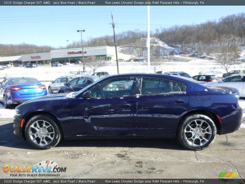 2015 Dodge Charger SXT AWD Jazz Blue Pearl / Black/Pearl Photo #2