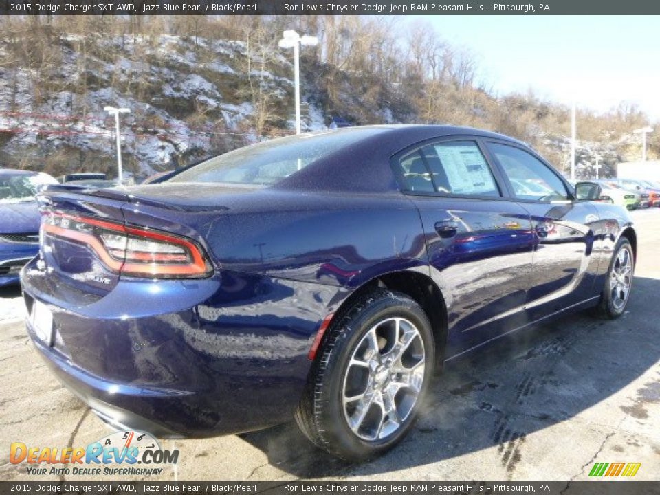 2015 Dodge Charger SXT AWD Jazz Blue Pearl / Black/Pearl Photo #5