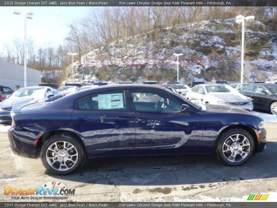 2015 Dodge Charger SXT AWD Jazz Blue Pearl / Black/Pearl Photo #6