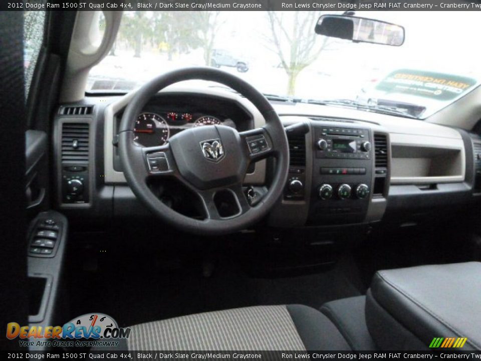 2012 Dodge Ram 1500 ST Quad Cab 4x4 Black / Dark Slate Gray/Medium Graystone Photo #16