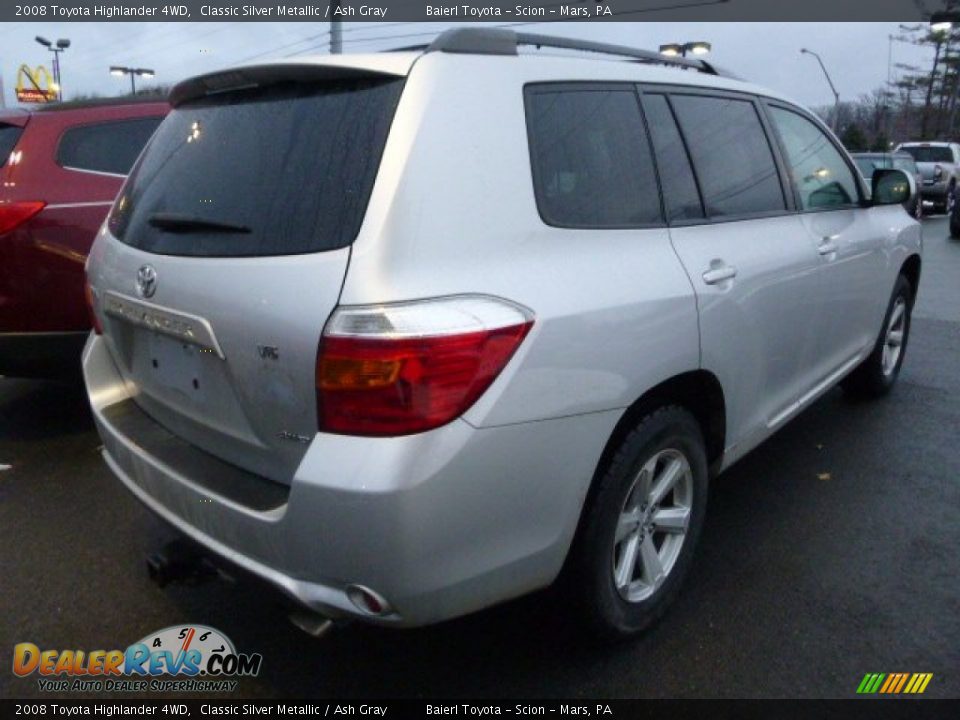 2008 Toyota Highlander 4WD Classic Silver Metallic / Ash Gray Photo #2