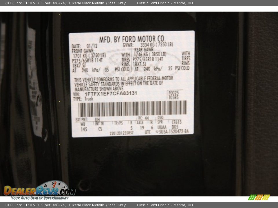 2012 Ford F150 STX SuperCab 4x4 Tuxedo Black Metallic / Steel Gray Photo #15