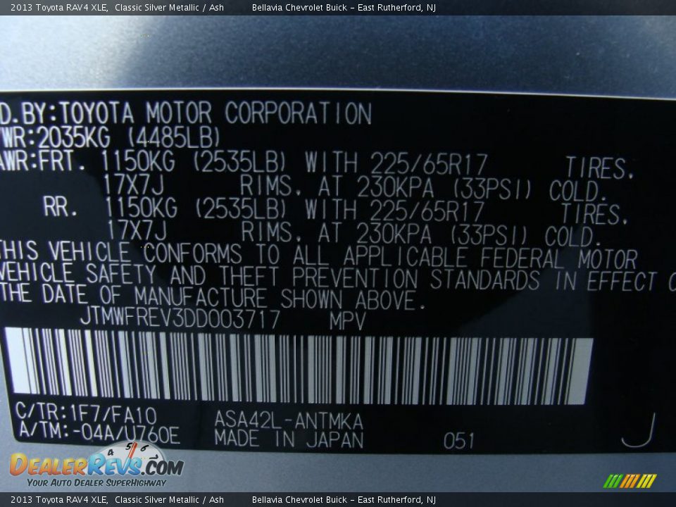 2013 Toyota RAV4 XLE Classic Silver Metallic / Ash Photo #14