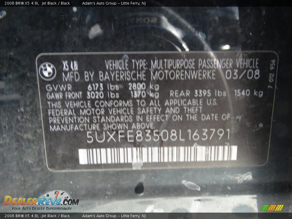 2008 BMW X5 4.8i Jet Black / Black Photo #27