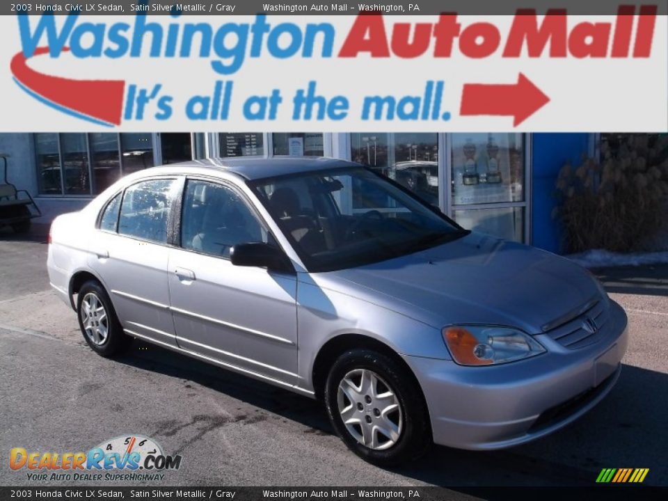 2003 Honda Civic LX Sedan Satin Silver Metallic / Gray Photo #1