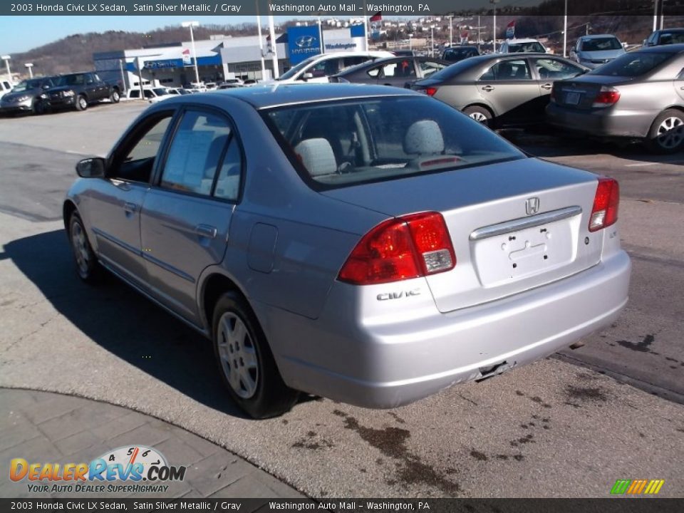 2003 Honda Civic LX Sedan Satin Silver Metallic / Gray Photo #7