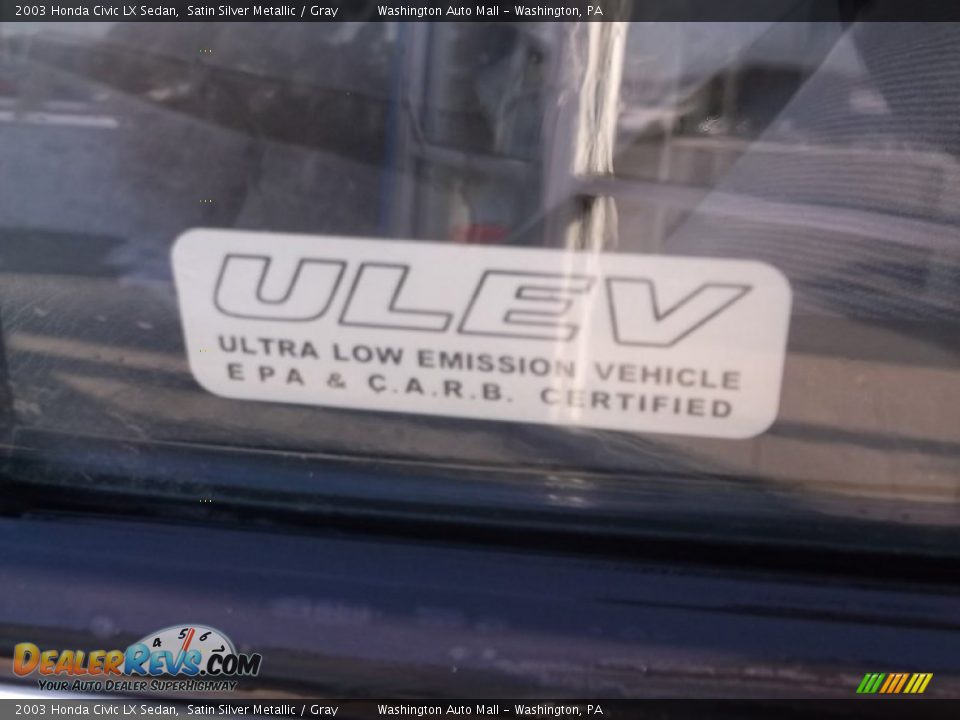 2003 Honda Civic LX Sedan Satin Silver Metallic / Gray Photo #9
