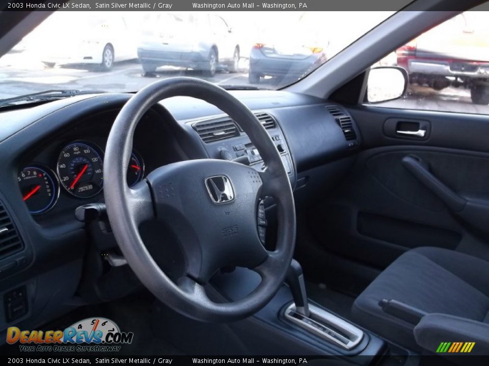 2003 Honda Civic LX Sedan Satin Silver Metallic / Gray Photo #11