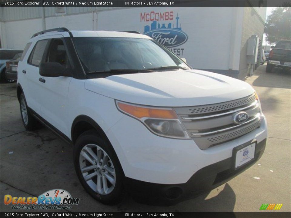 2015 Ford Explorer FWD Oxford White / Medium Light Stone Photo #3