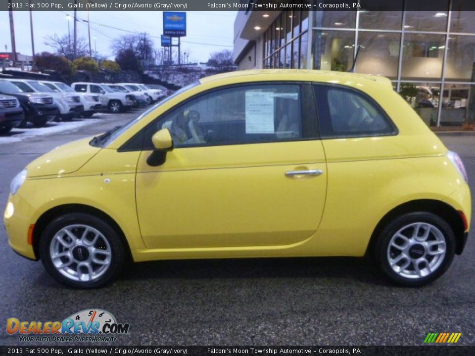 2013 Fiat 500 Pop Giallo (Yellow) / Grigio/Avorio (Gray/Ivory) Photo #2