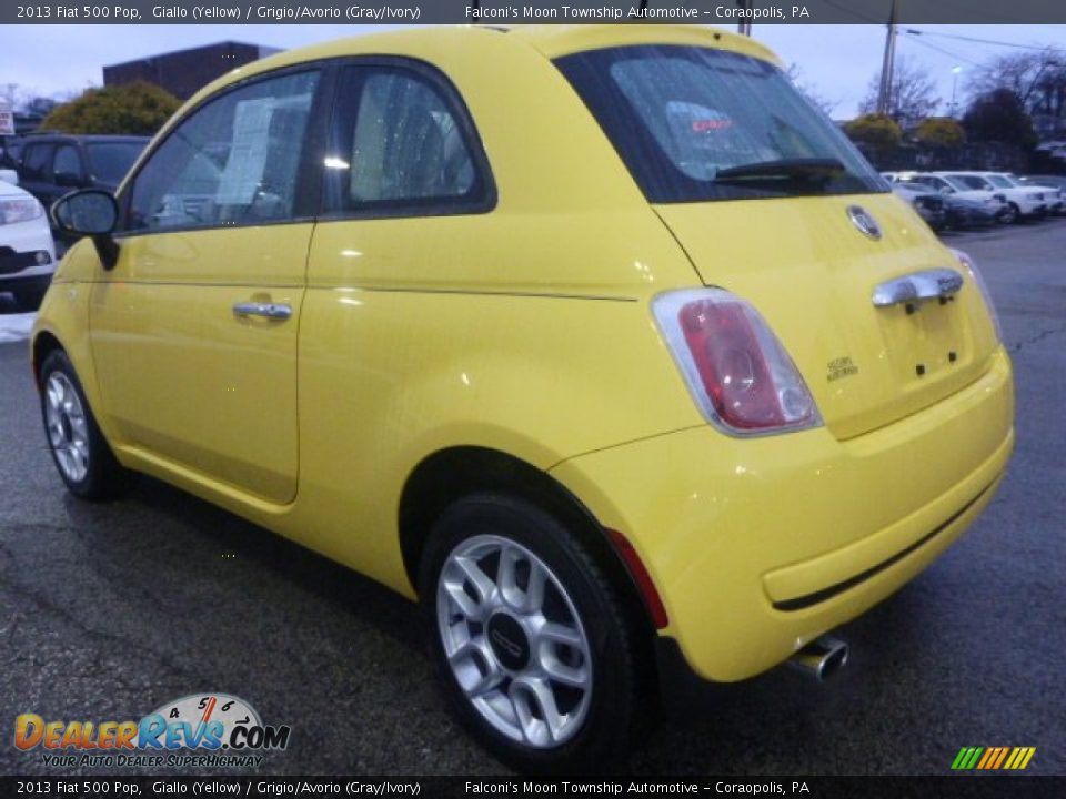 2013 Fiat 500 Pop Giallo (Yellow) / Grigio/Avorio (Gray/Ivory) Photo #3