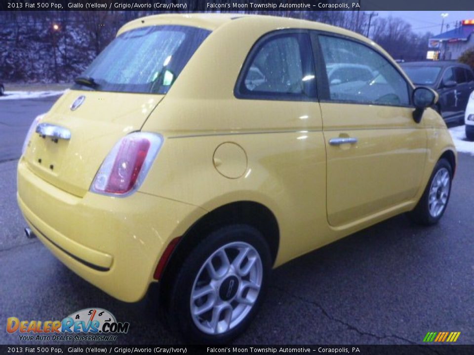 2013 Fiat 500 Pop Giallo (Yellow) / Grigio/Avorio (Gray/Ivory) Photo #6