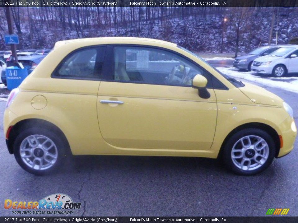 2013 Fiat 500 Pop Giallo (Yellow) / Grigio/Avorio (Gray/Ivory) Photo #7
