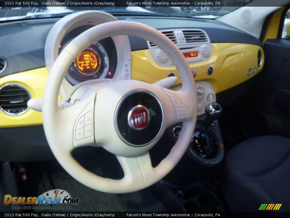 2013 Fiat 500 Pop Giallo (Yellow) / Grigio/Avorio (Gray/Ivory) Photo #17
