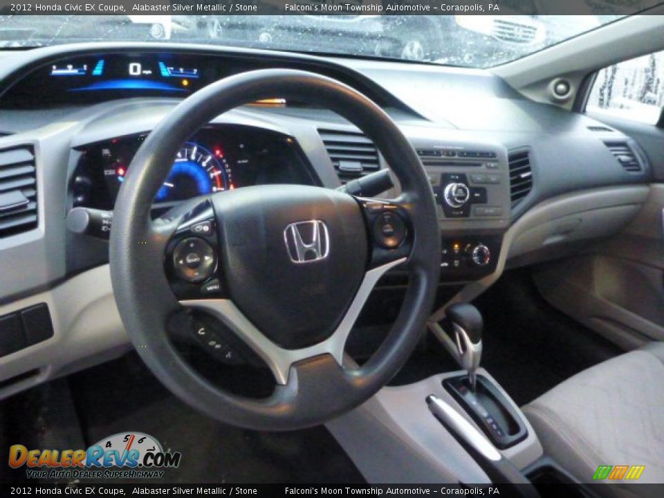 2012 Honda Civic EX Coupe Alabaster Silver Metallic / Stone Photo #16
