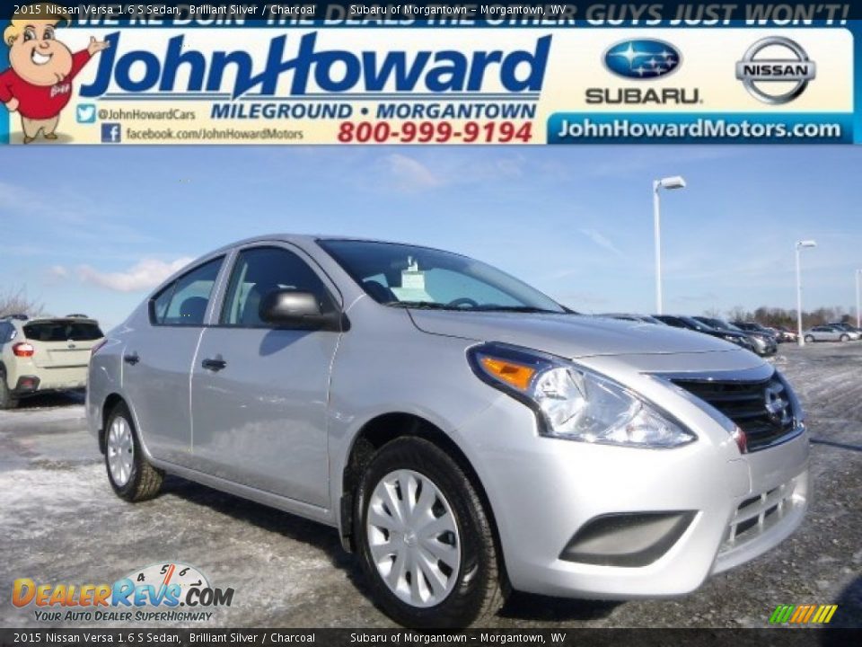 2015 Nissan Versa 1.6 S Sedan Brilliant Silver / Charcoal Photo #1