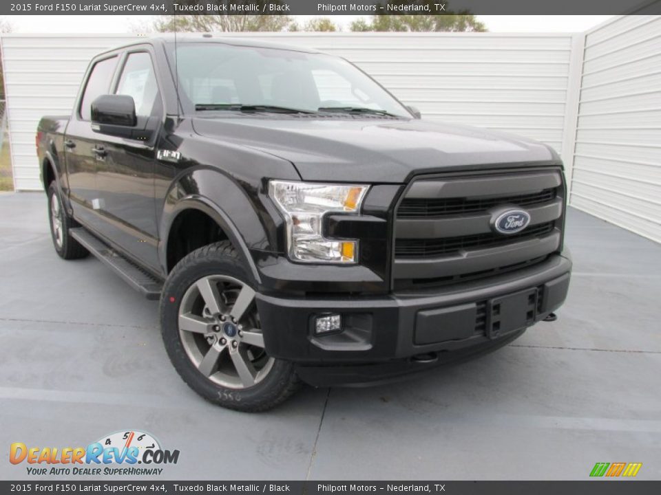 2015 Ford F150 Lariat SuperCrew 4x4 Tuxedo Black Metallic / Black Photo #1