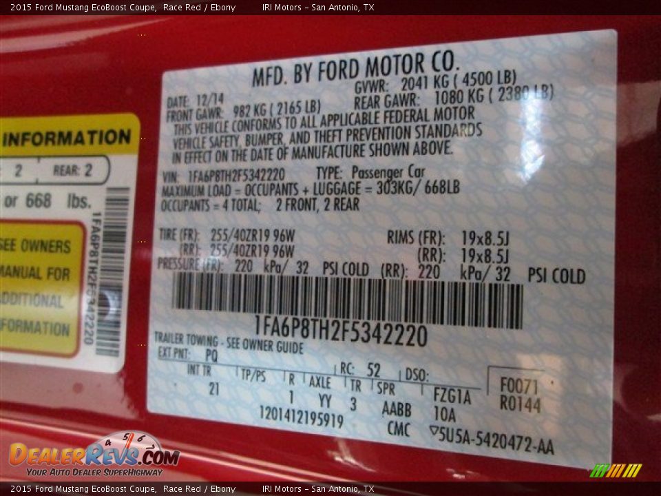2015 Ford Mustang EcoBoost Coupe Race Red / Ebony Photo #13